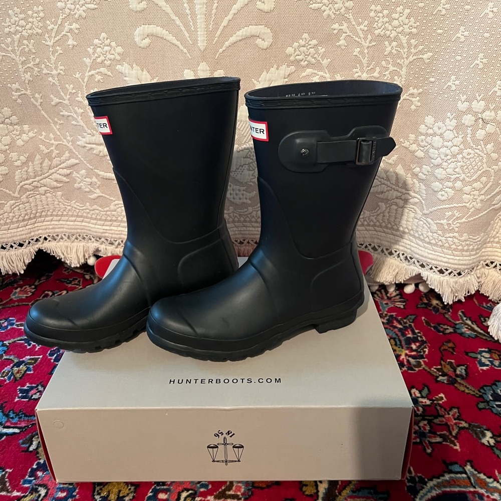 Hunter Women's Original Short Boots - Black/Dark Slate - Picture 3 of 7
